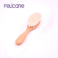 Laser Compact wooden Beech Wool baby hair brush and comb set