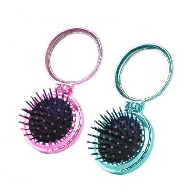 High quality professional fancy pocket hair brush with mirror