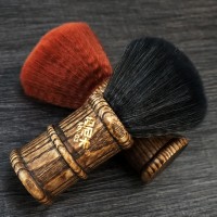 Salon cleaning hair after haircut wood barber neck brush