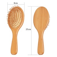 Bamboo Massage Straight Comb Healthy Anti-Static Leather Cushion Spa Hairbrush